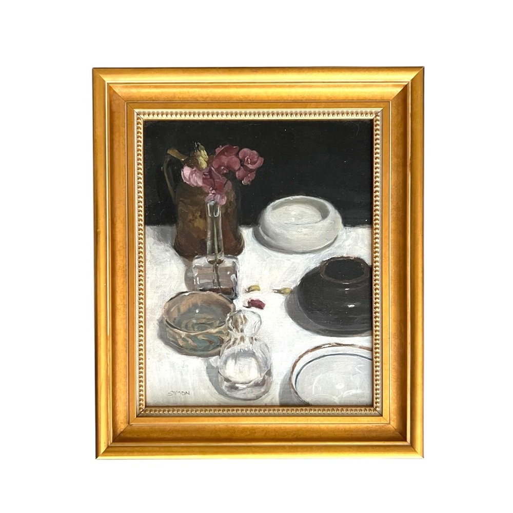 Original Still Life Oil Painting Signed “Simon” Professionally Framed - Picture 10 of 10